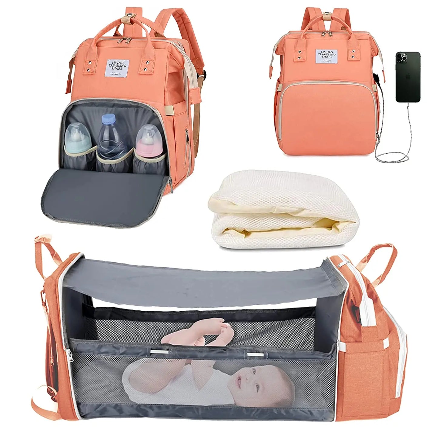 3-in-1 Diaper Bag Backpack: Foldable Baby Bed, Waterproof, USB Charge - Your Precious Package