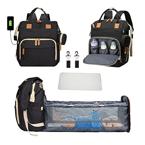 3-in-1 Diaper Bag Backpack: Foldable Baby Bed, Waterproof, USB Charge - Your Precious Package
