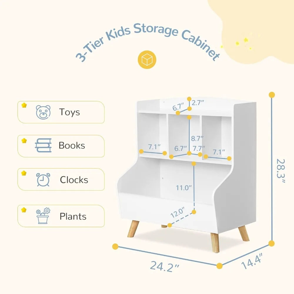 Wooden 3-Tier Bookshelf: Books and Toy Storage - Your Precious Package