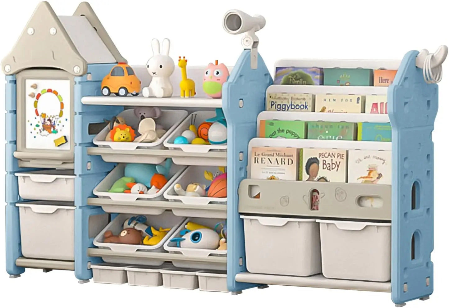 Children's Bookshelf and Toy Organizer with 14 Bins and Drawers - Your Precious Package