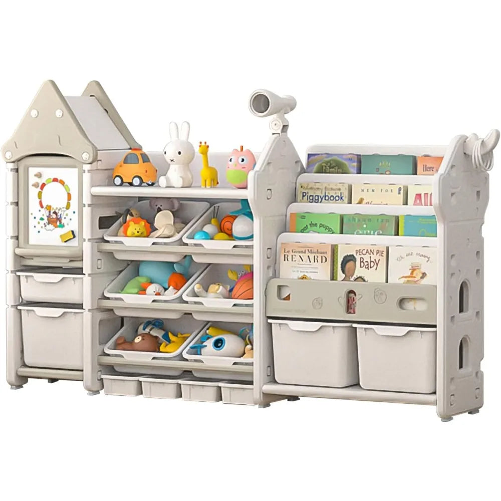 Children's Bookshelf and Toy Organizer with 14 Bins and Drawers - Your Precious Package