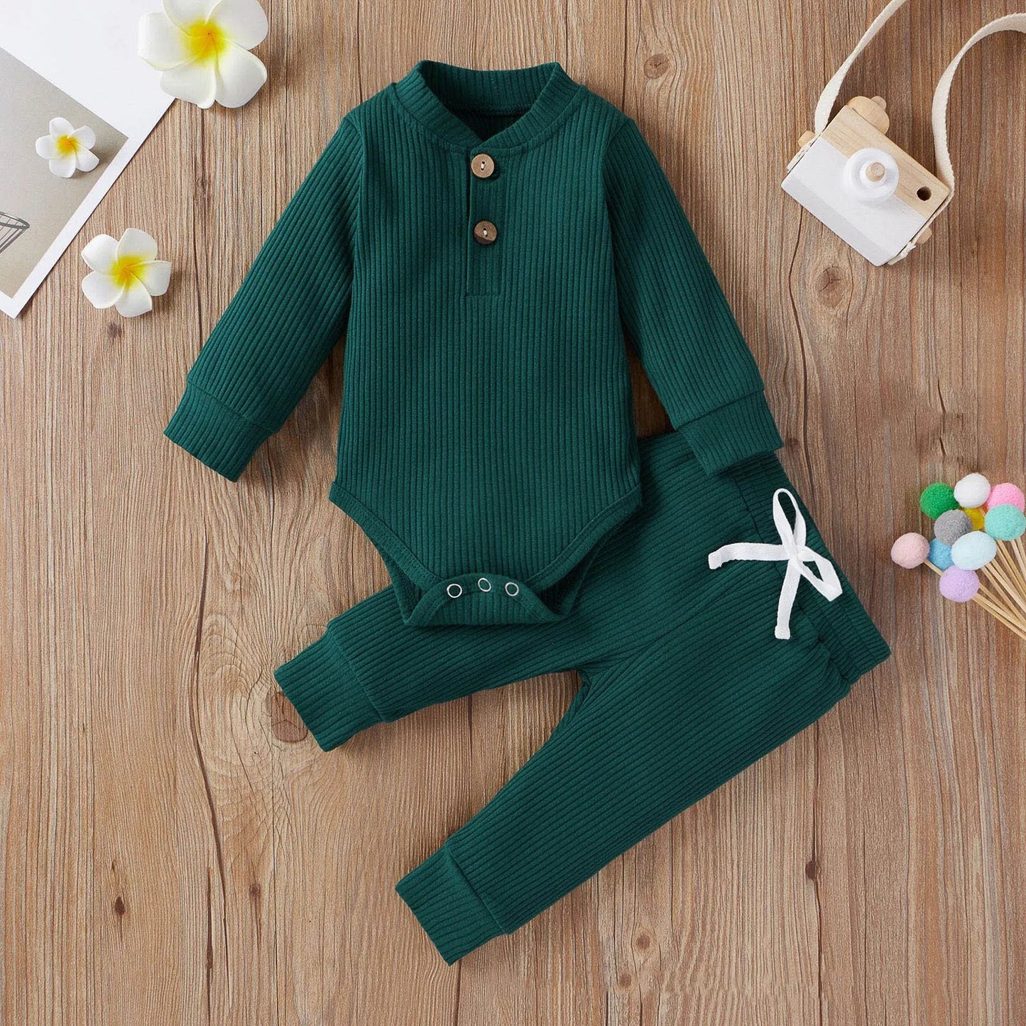 Long Sleeve Knitted Cotton Romper and Pants - Your Precious Package