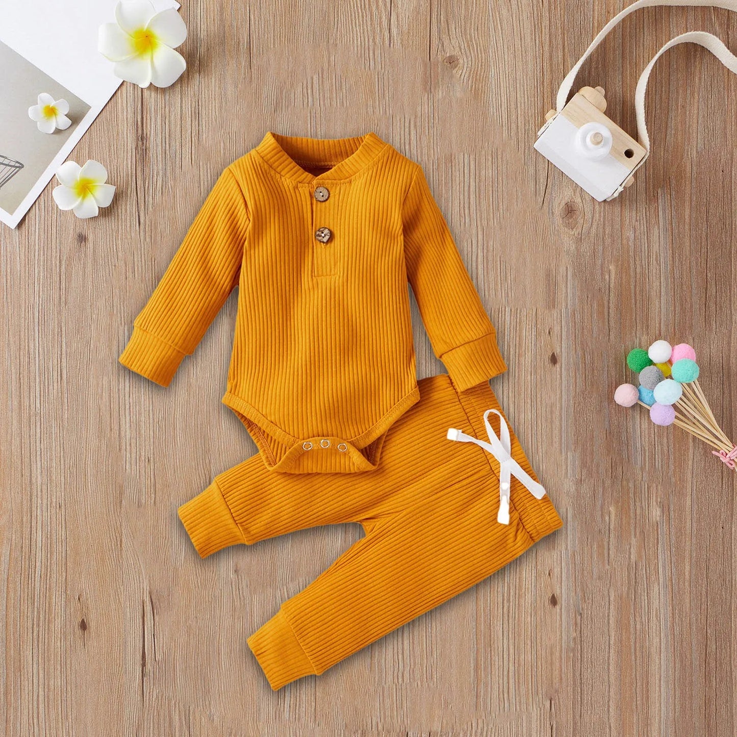 Long Sleeve Knitted Cotton Romper and Pants - Your Precious Package