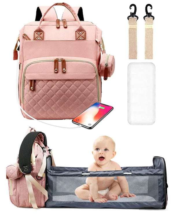 3-in-1 Diaper Bag Backpack: Foldable Baby Bed, Waterproof, USB Charge - Your Precious Package