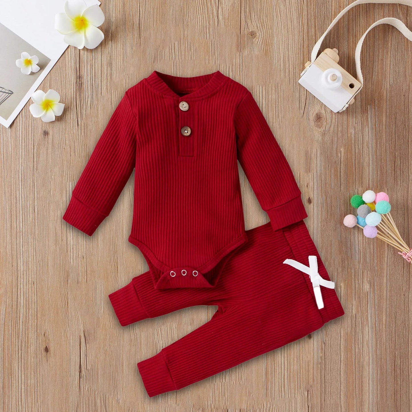 Long Sleeve Knitted Cotton Romper and Pants - Your Precious Package