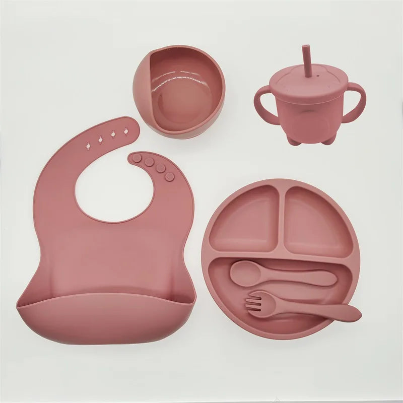 Baby silicone tableware set with 6 pieces, BPA-free. - Your Precious Package