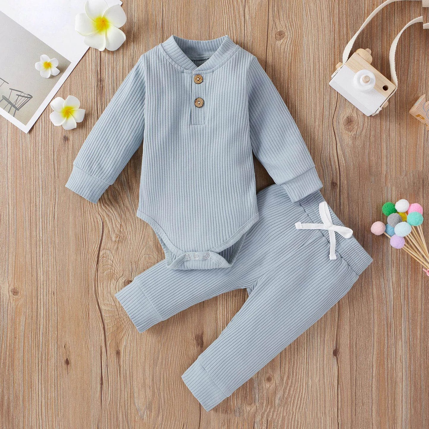 Long Sleeve Knitted Cotton Romper and Pants - Your Precious Package