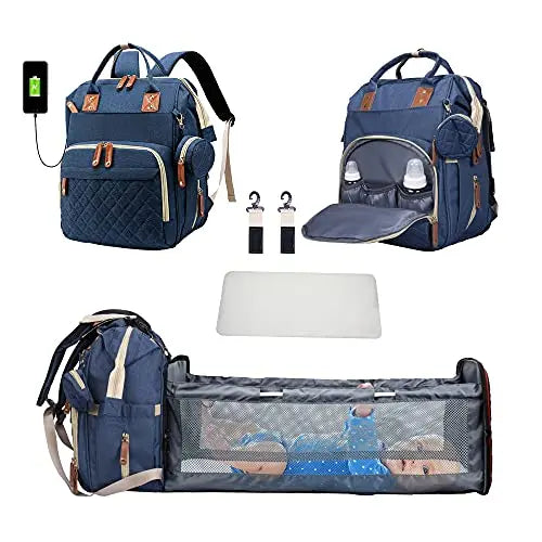 3-in-1 Diaper Bag Backpack: Foldable Baby Bed, Waterproof, USB Charge - Your Precious Package