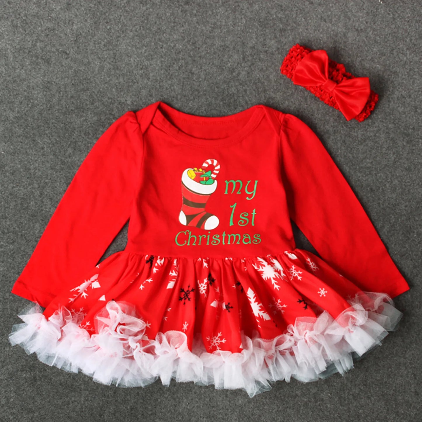 My 1st Christmas Dress (with Headband)