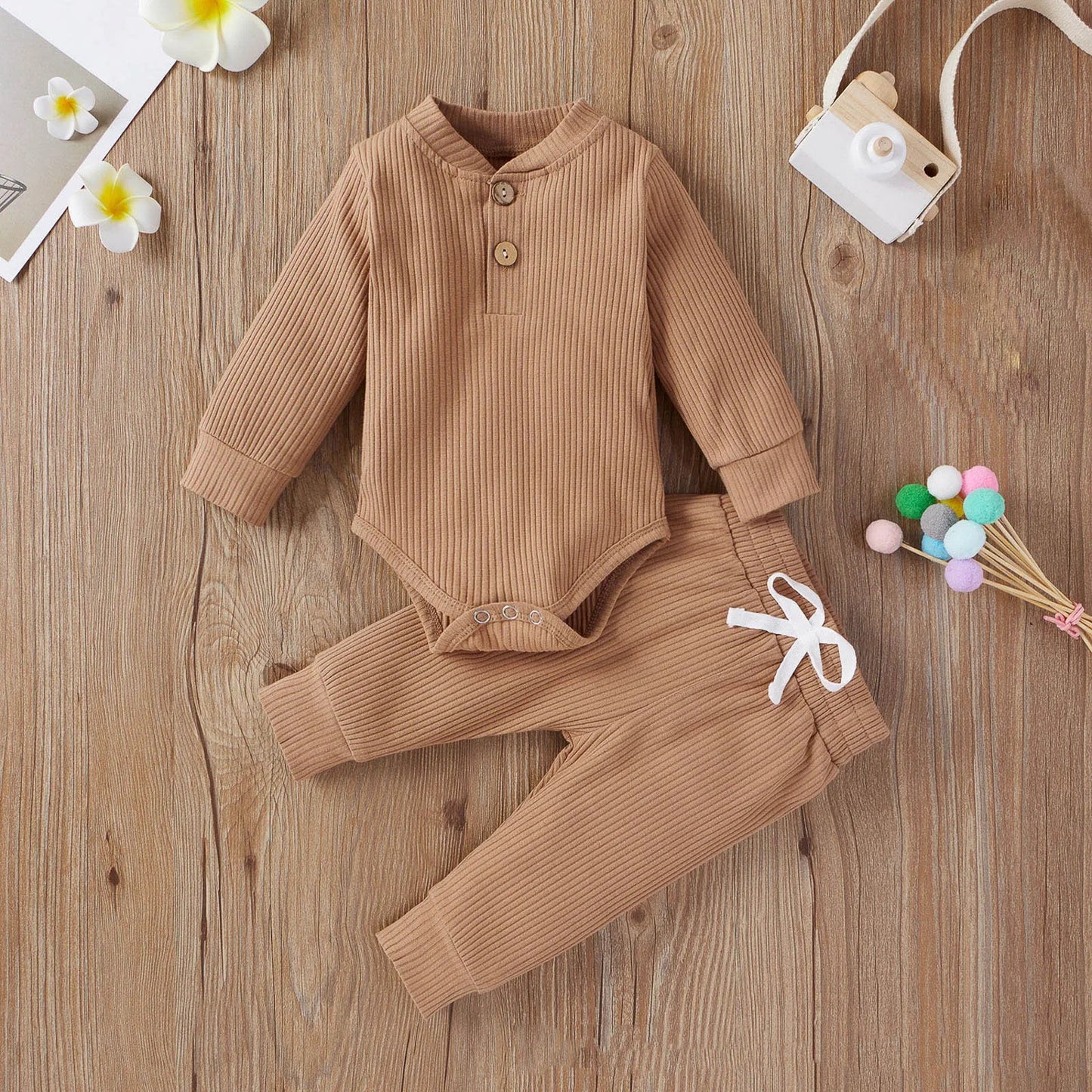 Long Sleeve Knitted Cotton Romper and Pants - Your Precious Package