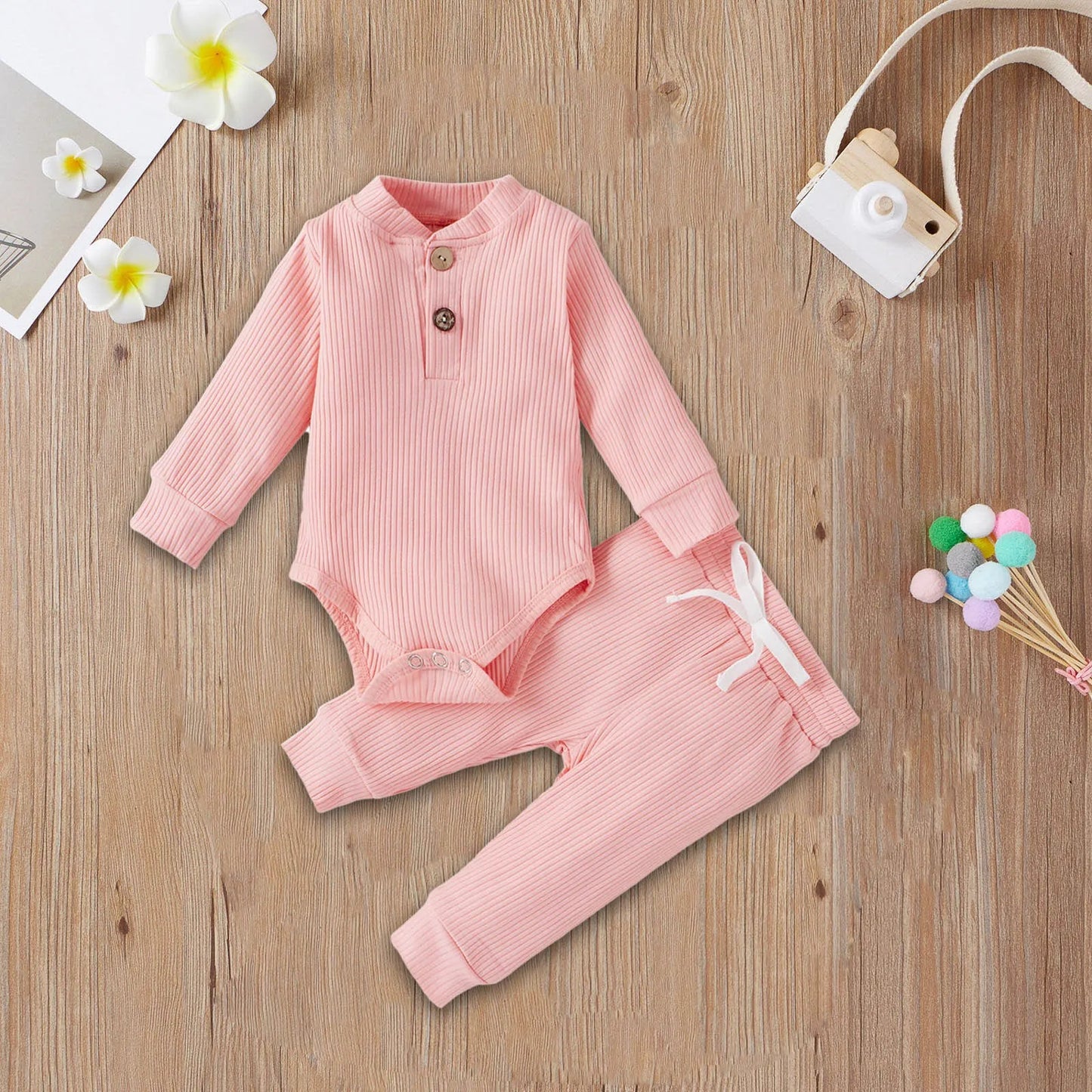 Long Sleeve Knitted Cotton Romper and Pants - Your Precious Package