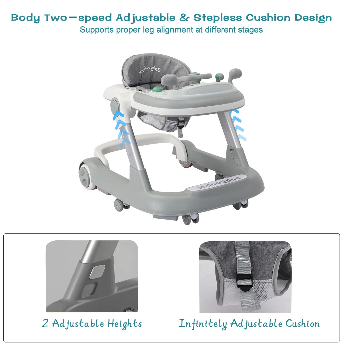 2 in 1 Toddler Walker: Removable Tray, Musical, Foldable, 6-18 Months - Your Precious Package