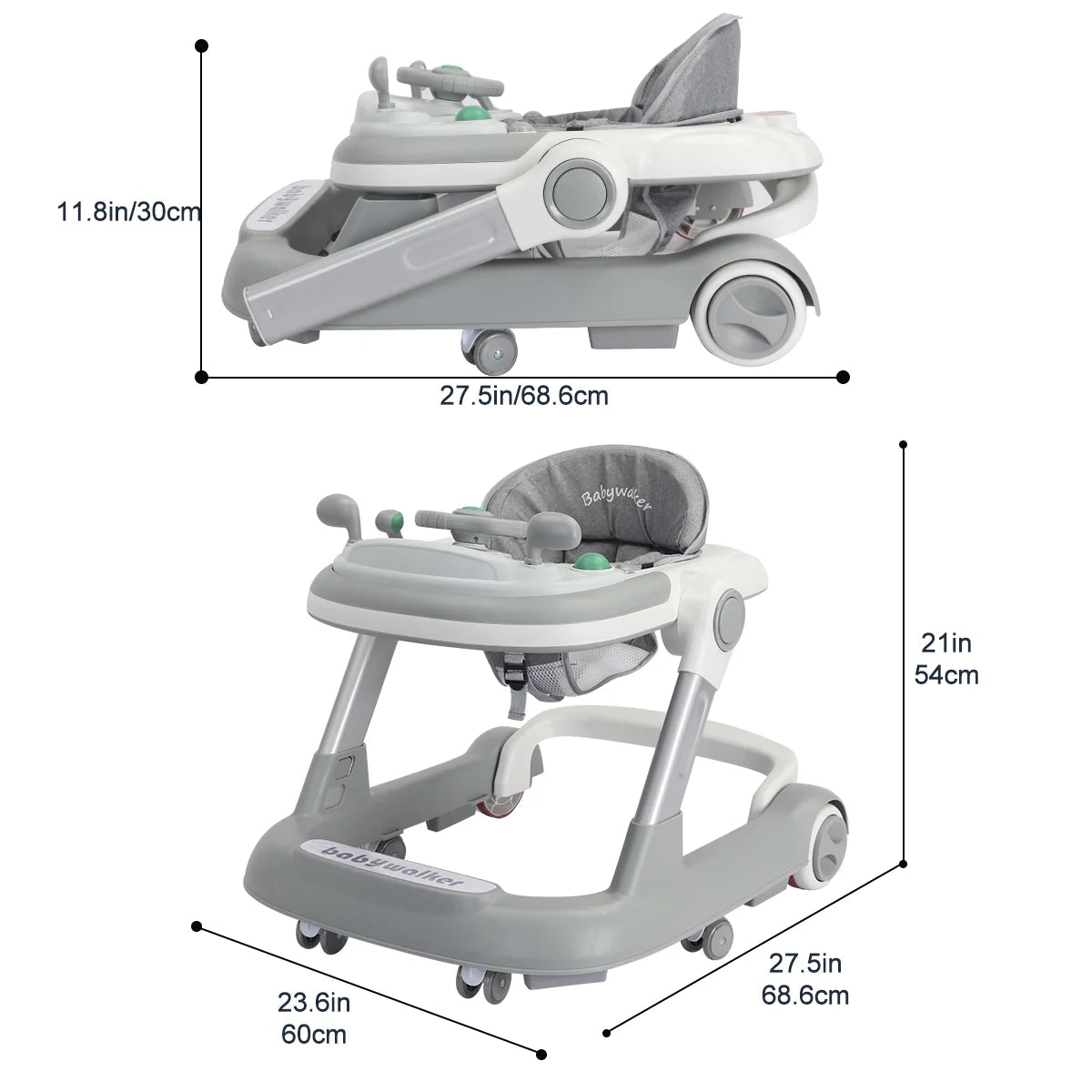 2 in 1 Toddler Walker: Removable Tray, Musical, Foldable, 6-18 Months - Your Precious Package