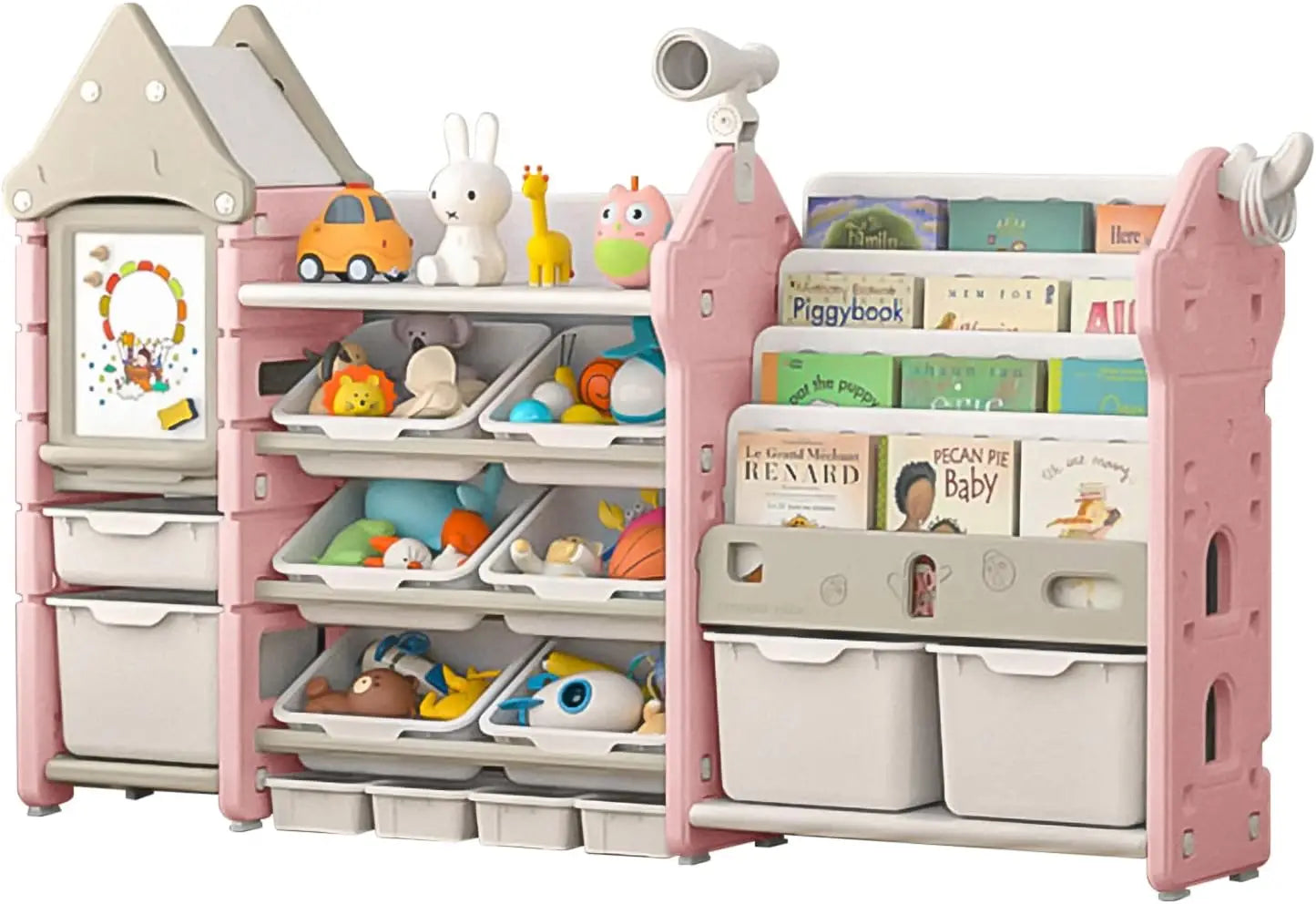 Children's Bookshelf and Toy Organizer with 14 Bins and Drawers - Your Precious Package