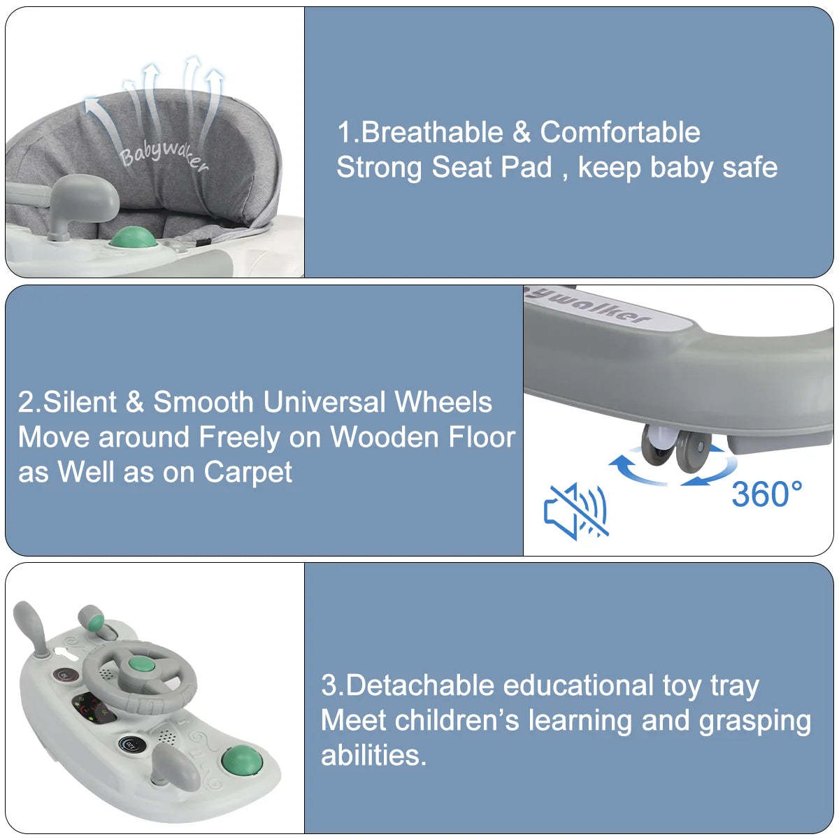 2 in 1 Toddler Walker: Removable Tray, Musical, Foldable, 6-18 Months - Your Precious Package