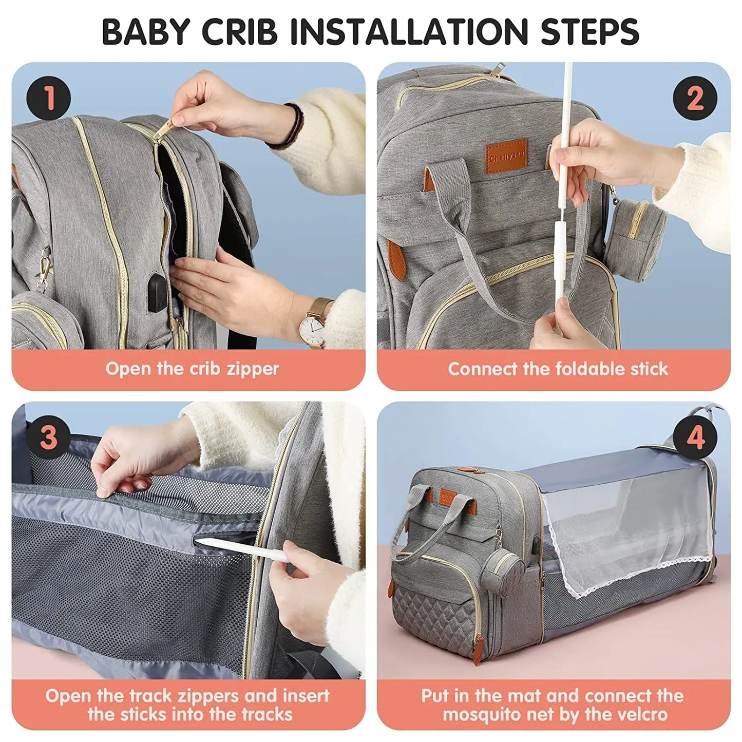 3-in-1 Diaper Bag Backpack: Foldable Baby Bed, Waterproof, USB Charge - Your Precious Package