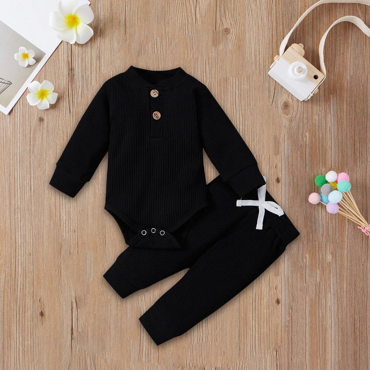 Long Sleeve Knitted Cotton Romper and Pants - Your Precious Package