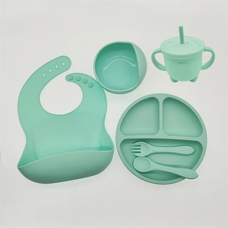 Baby silicone tableware set with 6 pieces, BPA-free. - Your Precious Package