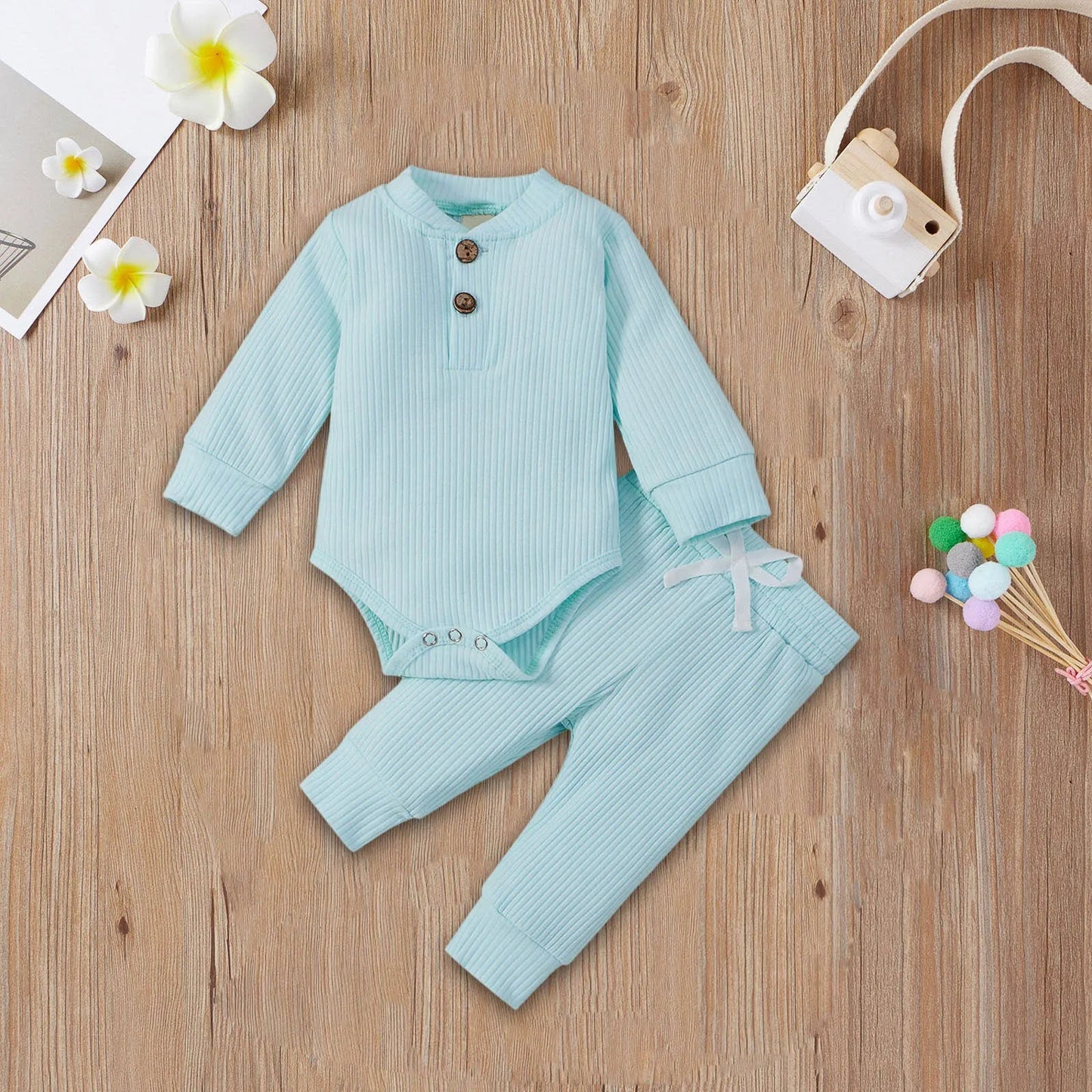 Long Sleeve Knitted Cotton Romper and Pants - Your Precious Package