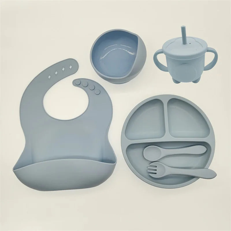 Baby silicone tableware set with 6 pieces, BPA-free. - Your Precious Package