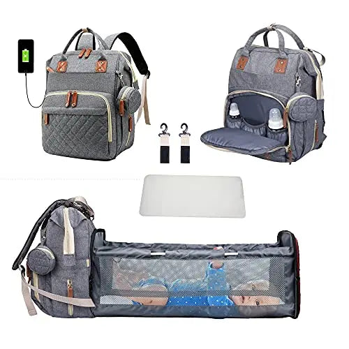 3-in-1 Diaper Bag Backpack: Foldable Baby Bed, Waterproof, USB Charge - Your Precious Package