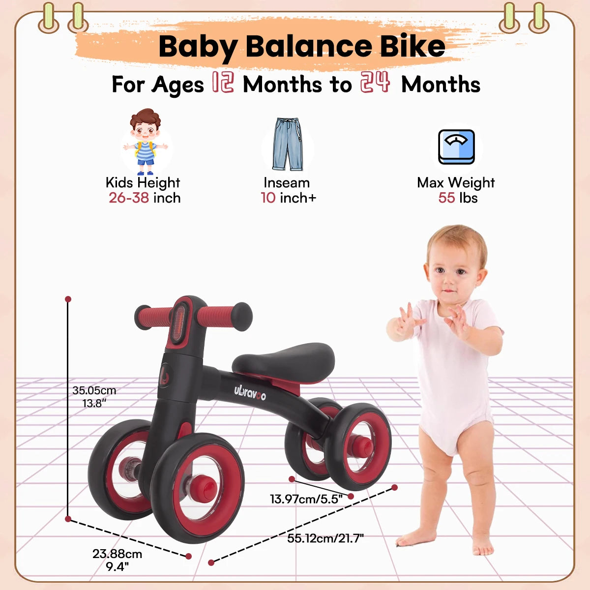 Balance Bike for Toddlers, 3 Mode Headlamp , 4 Wheels - Your Precious Package