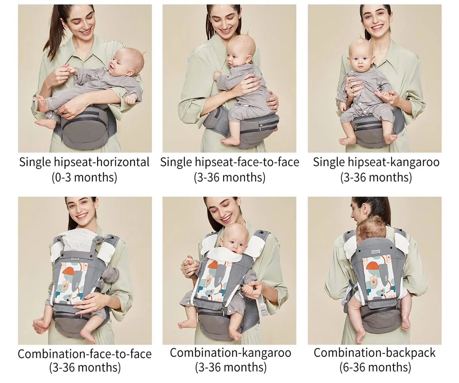 Baby Carrier: Front/Back, Hip Seat, Hood, Teething Pads - Your Precious Package