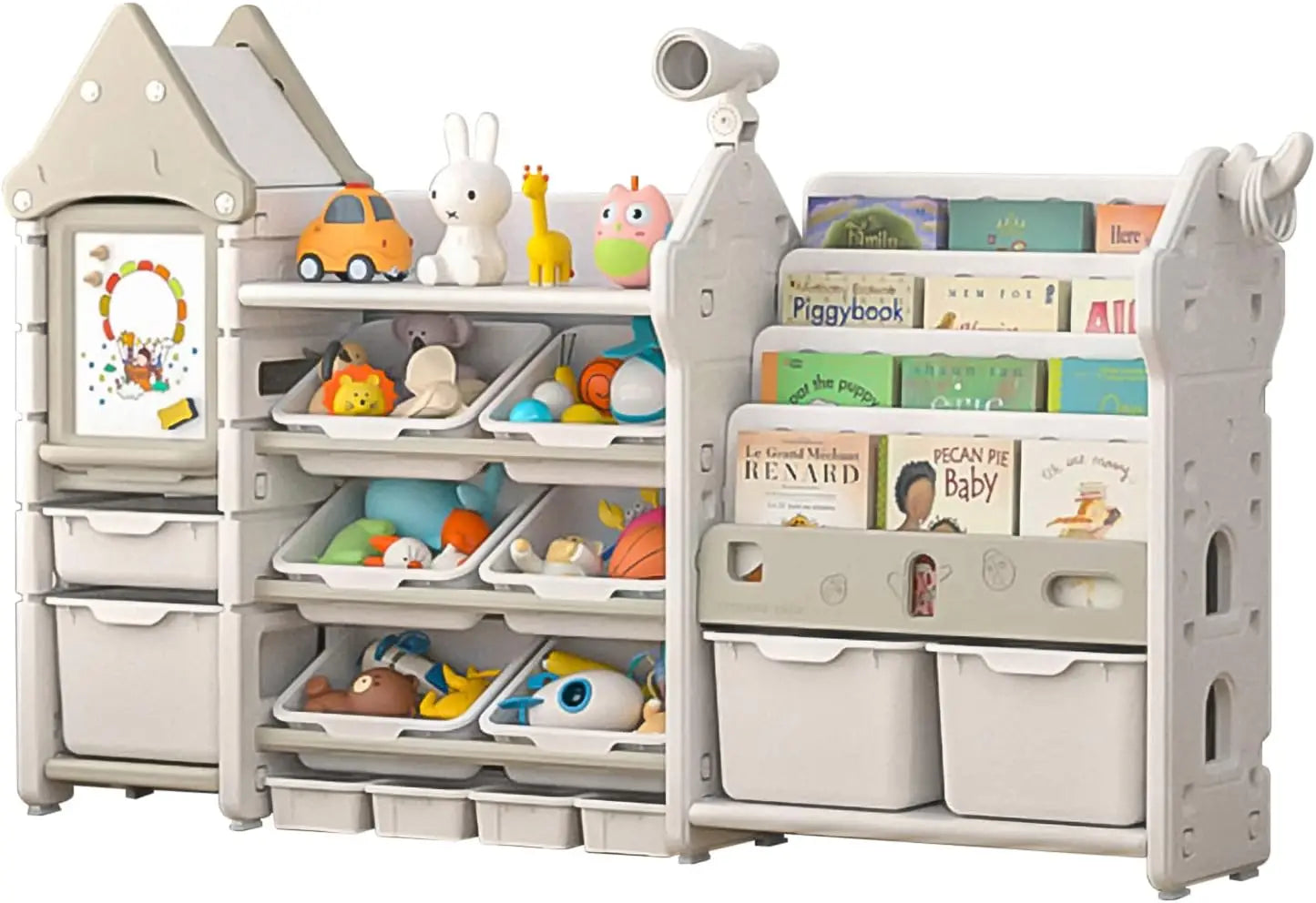 Children's Bookshelf and Toy Organizer with 14 Bins and Drawers - Your Precious Package