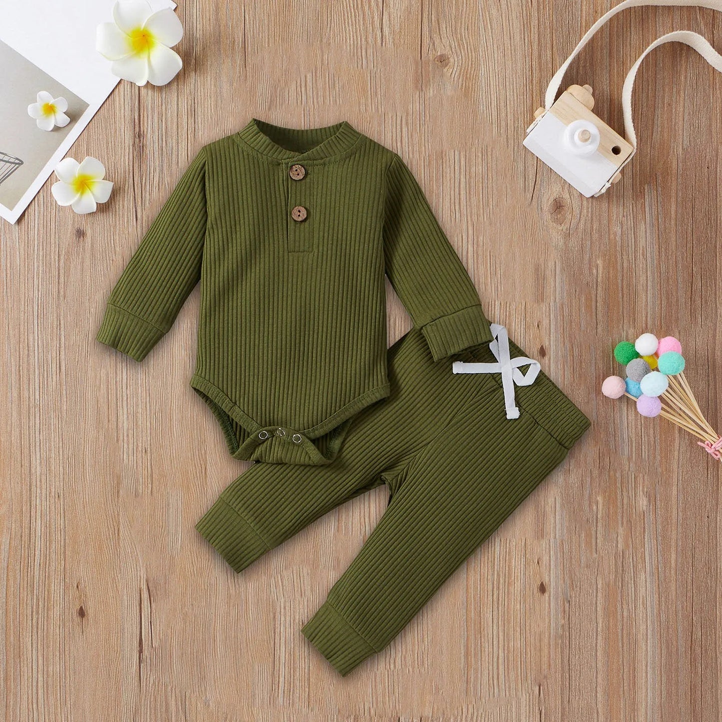 Long Sleeve Knitted Cotton Romper and Pants - Your Precious Package