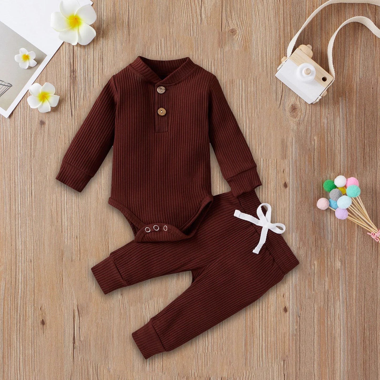 Long Sleeve Knitted Cotton Romper and Pants - Your Precious Package