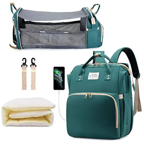 3-in-1 Diaper Bag Backpack: Foldable Baby Bed, Waterproof, USB Charge - Your Precious Package