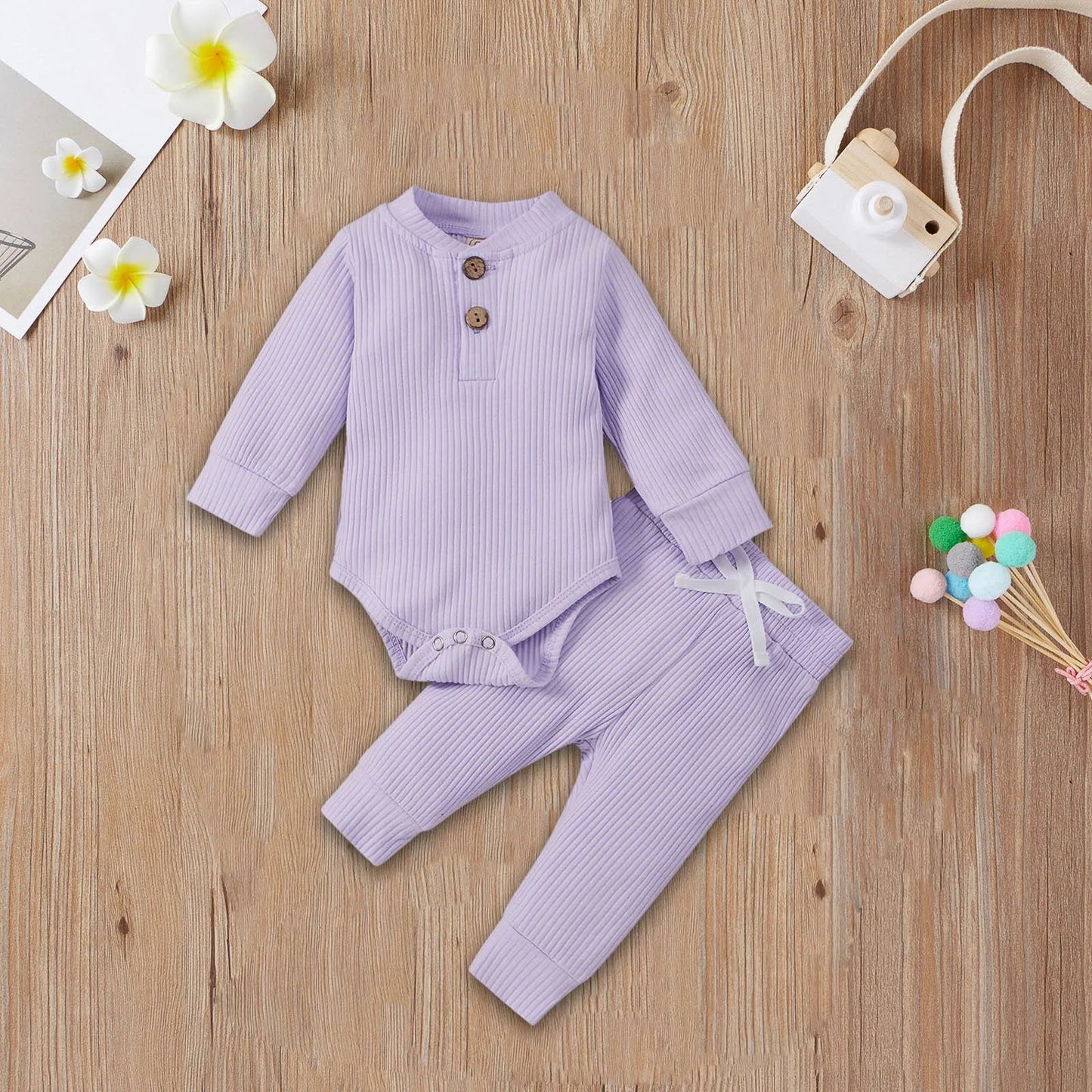 Long Sleeve Knitted Cotton Romper and Pants - Your Precious Package