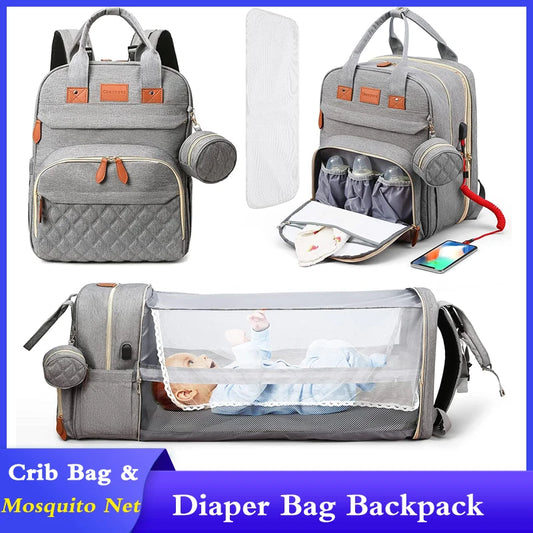 3-in-1 Diaper Bag Backpack: Foldable Baby Bed, Waterproof, USB Charge - Your Precious Package