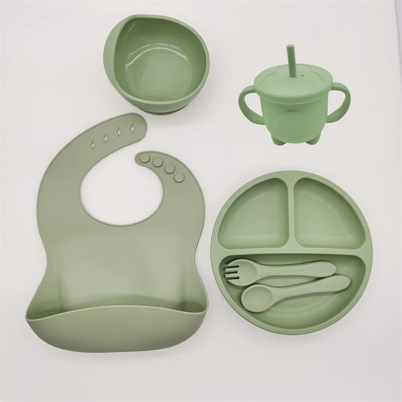 Baby silicone tableware set with 6 pieces, BPA-free. - Your Precious Package