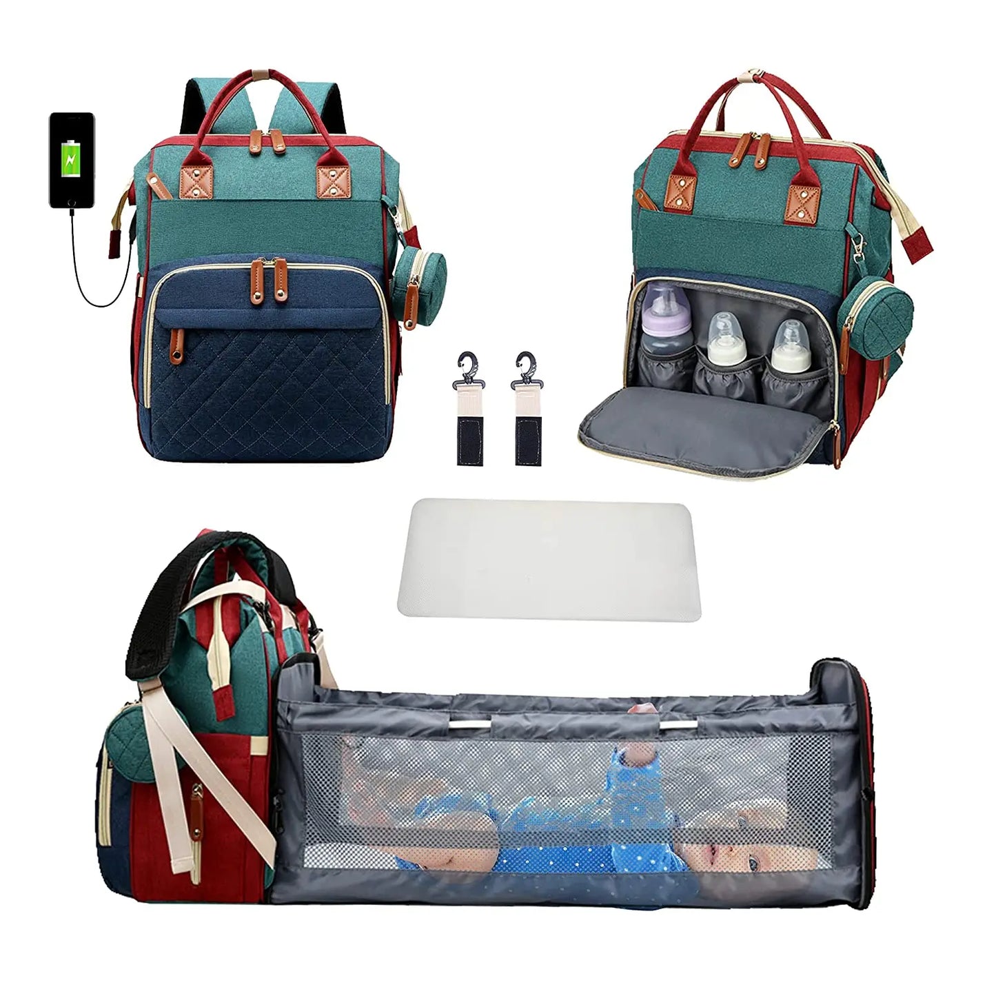 3-in-1 Diaper Bag Backpack: Foldable Baby Bed, Waterproof, USB Charge - Your Precious Package