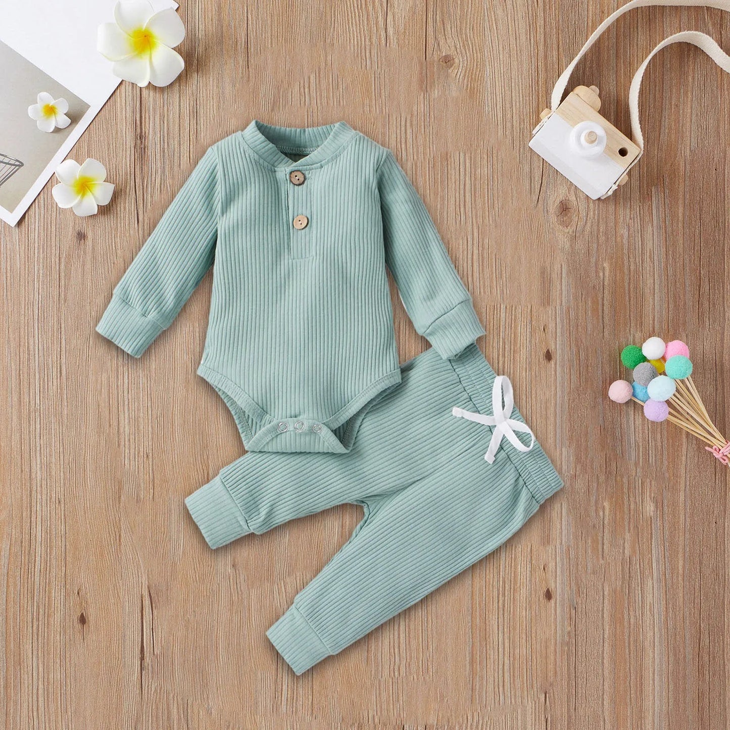 Long Sleeve Knitted Cotton Romper and Pants - Your Precious Package