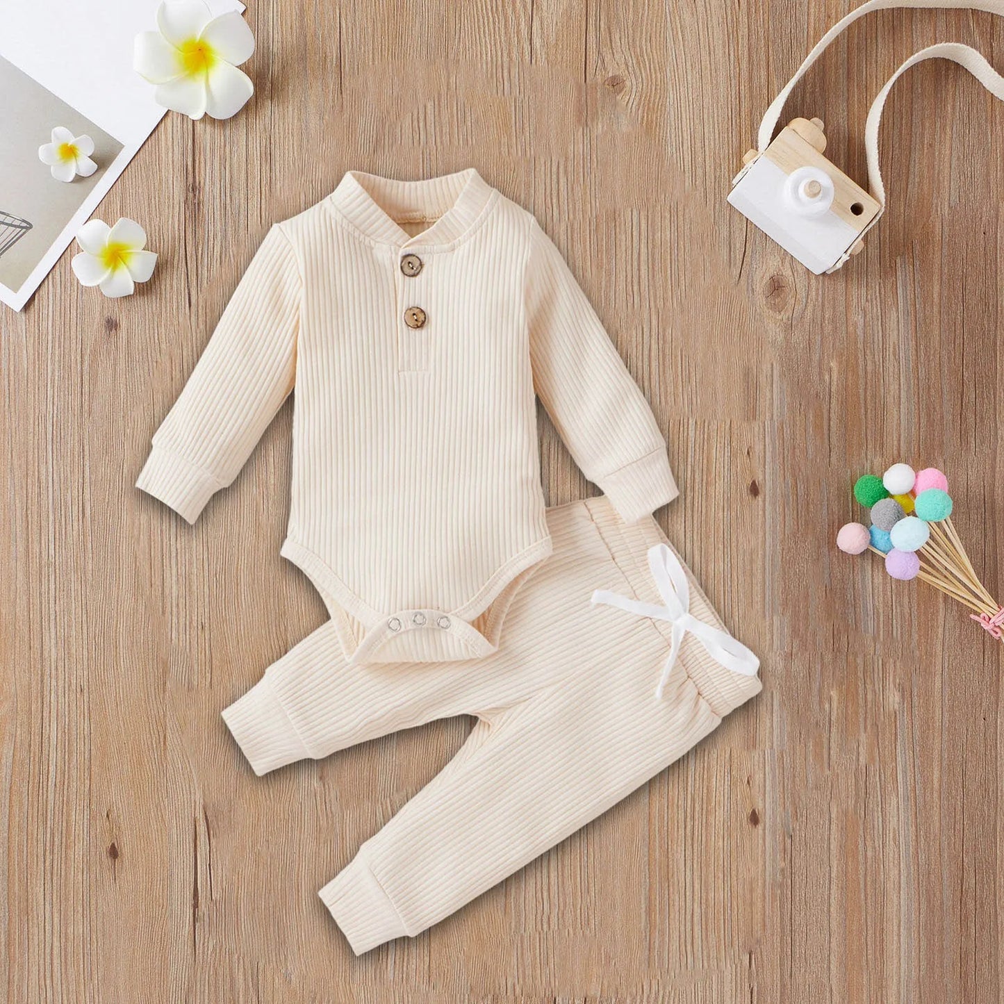 Long Sleeve Knitted Cotton Romper and Pants - Your Precious Package